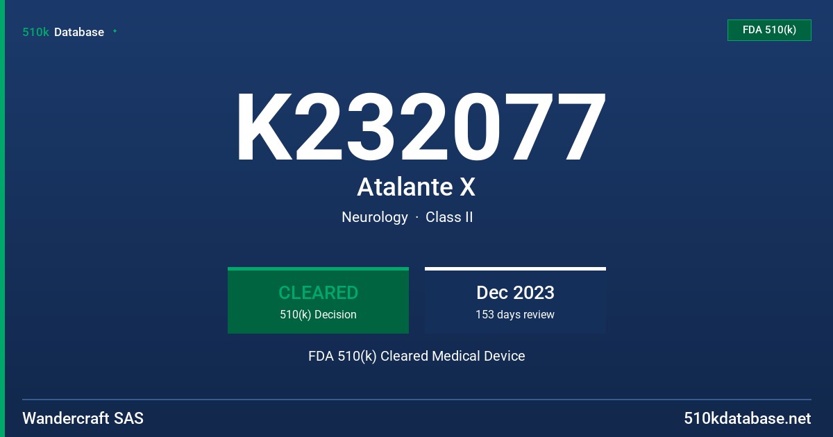 K232077 Atalante X FDA 510(k) Cleared Medical Device