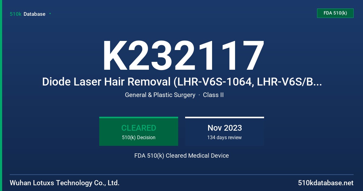 K232117 Diode Laser Hair Removal (LHR-V6S-1064, LHR-V6S/B-1064) FDA 510(k) Cleared Medical Device