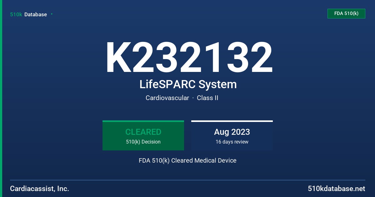K232132 LifeSPARC System FDA 510(k) Cleared Medical Device