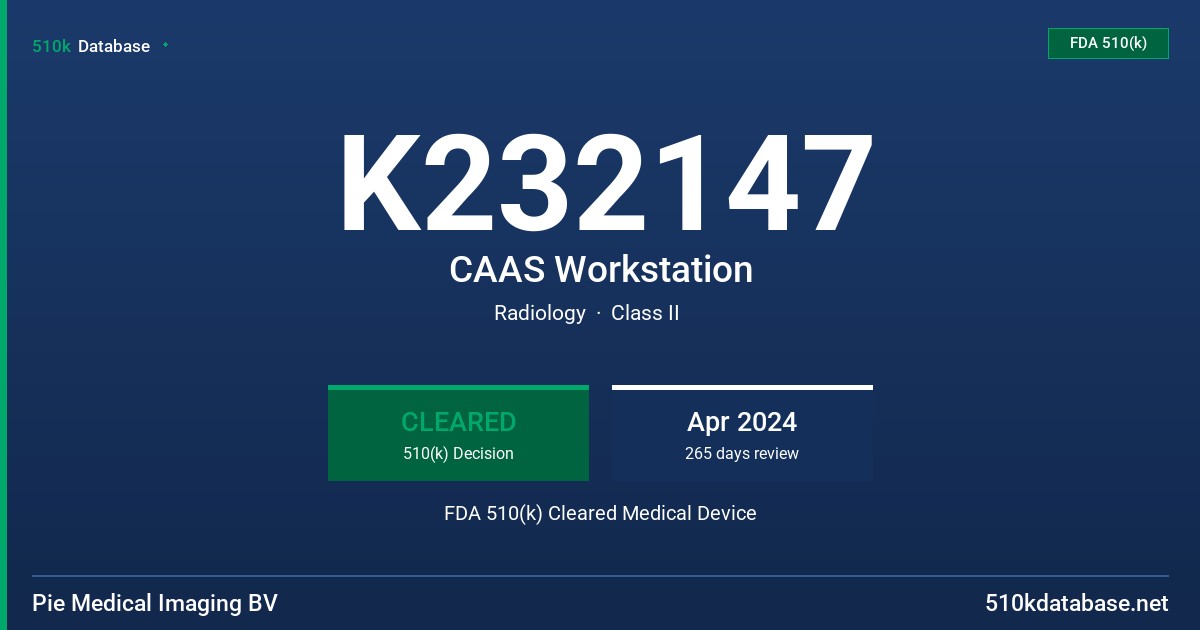 K232147 CAAS Workstation FDA 510(k) Cleared Medical Device