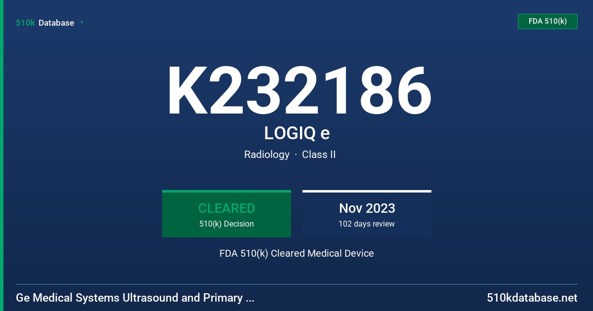 K232186 LOGIQ e FDA 510(k) Cleared Medical Device
