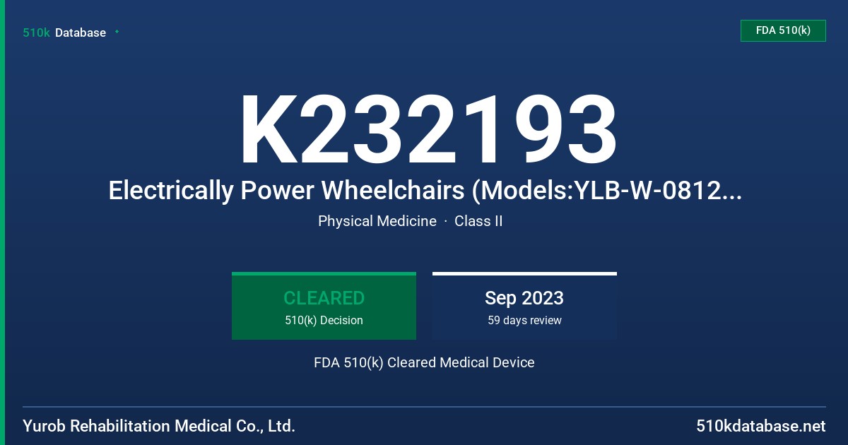 K232193 Electrically Power Wheelchairs (Models:YLB-W-0812-A01, YLB-W-0812-A02, YLB-W-0812-A03) FDA 510(k) Cleared Medical Device