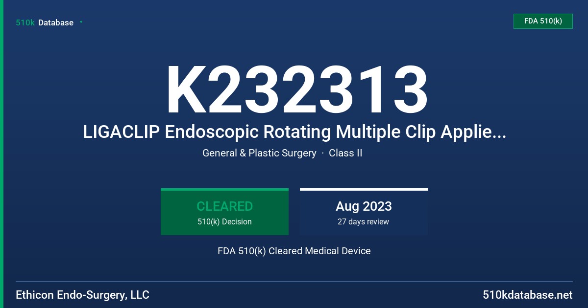K232313 LIGACLIP Endoscopic Rotating Multiple Clip Applier 12mm L (ER420) FDA 510(k) Cleared Medical Device