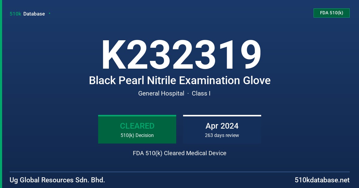 K232319 Black Pearl Nitrile Examination Glove FDA 510(k) Cleared Medical Device