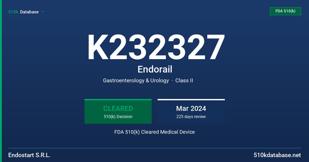 K232327 Endorail FDA 510(k) Cleared Medical Device