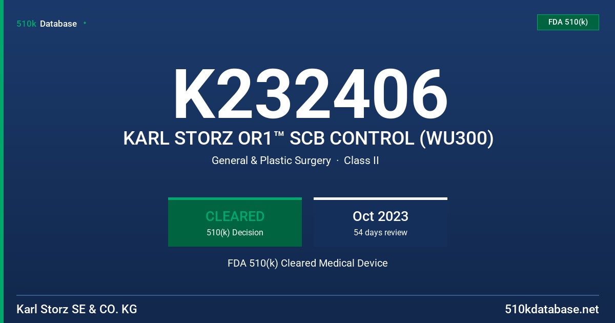 K232406 KARL STORZ OR1™ SCB CONTROL (WU300) FDA 510(k) Cleared Medical Device
