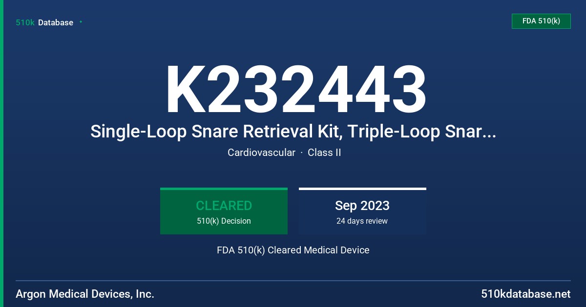 K232443 Single-Loop Snare Retrieval Kit, Triple-Loop Snare Retrieval Kit FDA 510(k) Cleared Medical Device
