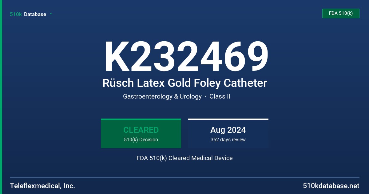 K232469 Rüsch Latex Gold Foley Catheter FDA 510(k) Cleared Medical Device