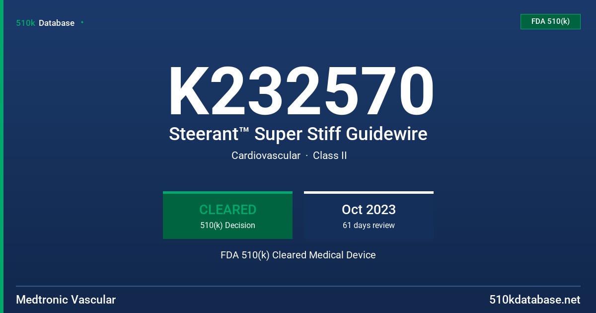 K232570 Steerant™ Super Stiff Guidewire FDA 510(k) Cleared Medical Device