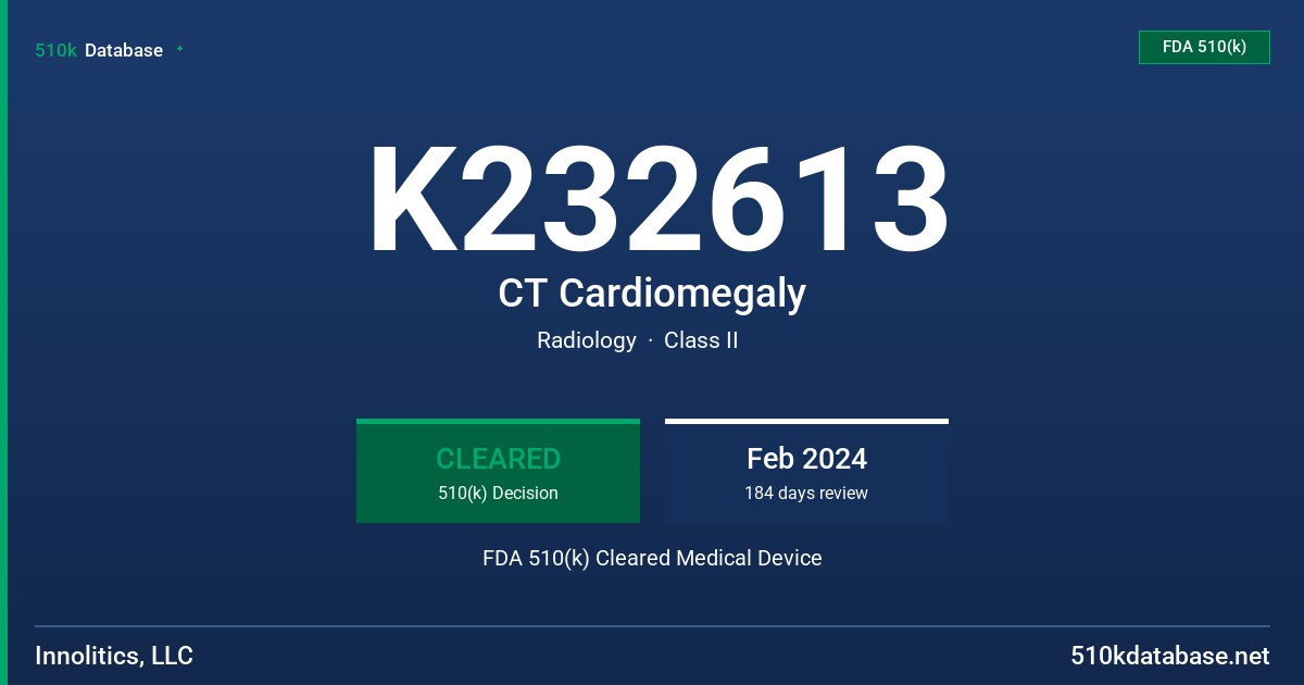 K232613 CT Cardiomegaly FDA 510(k) Cleared Medical Device