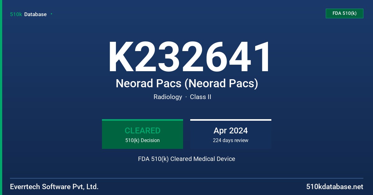K232641 Neorad Pacs (Neorad Pacs) FDA 510(k) Cleared Medical Device