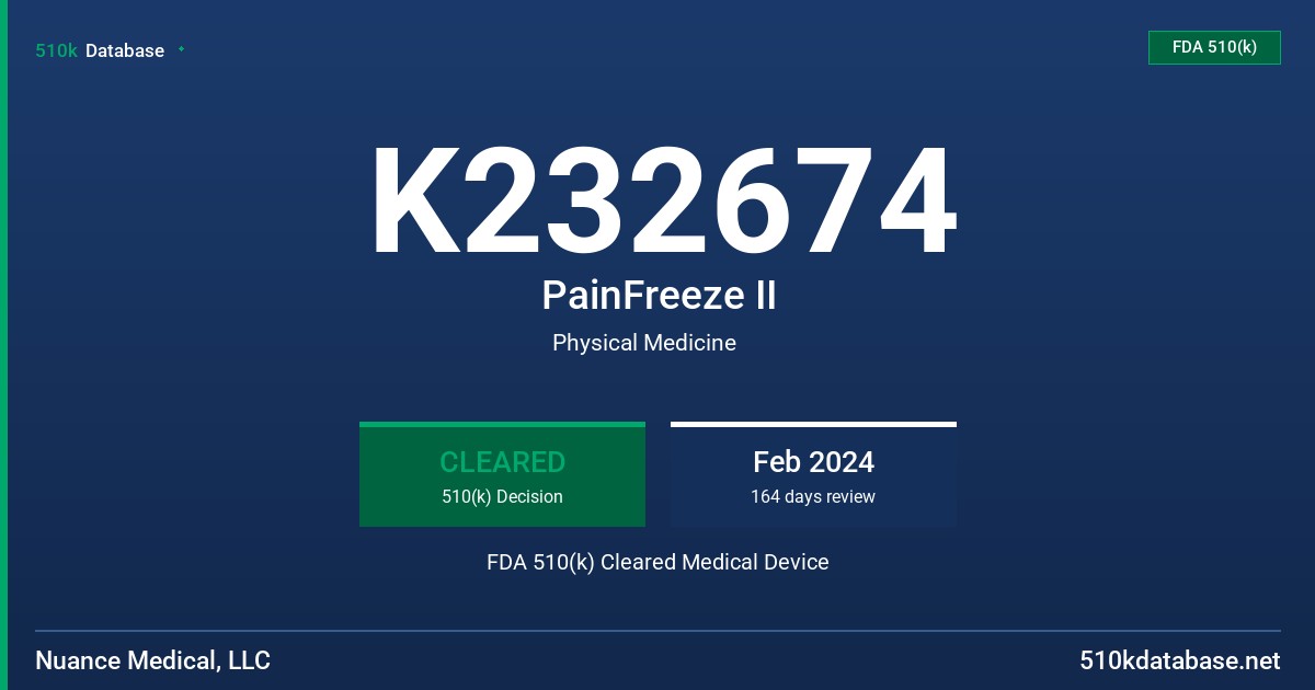 K232674 PainFreeze II FDA 510(k) Cleared Medical Device