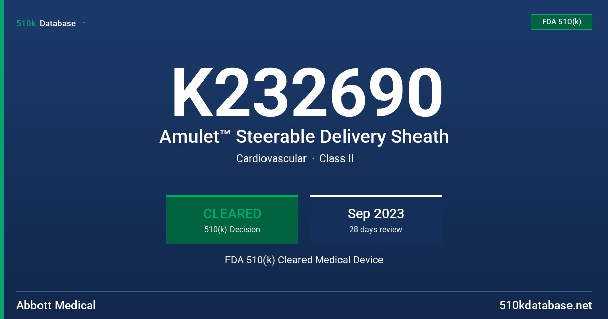 K232690 Amulet™ Steerable Delivery Sheath FDA 510(k) Cleared Medical Device