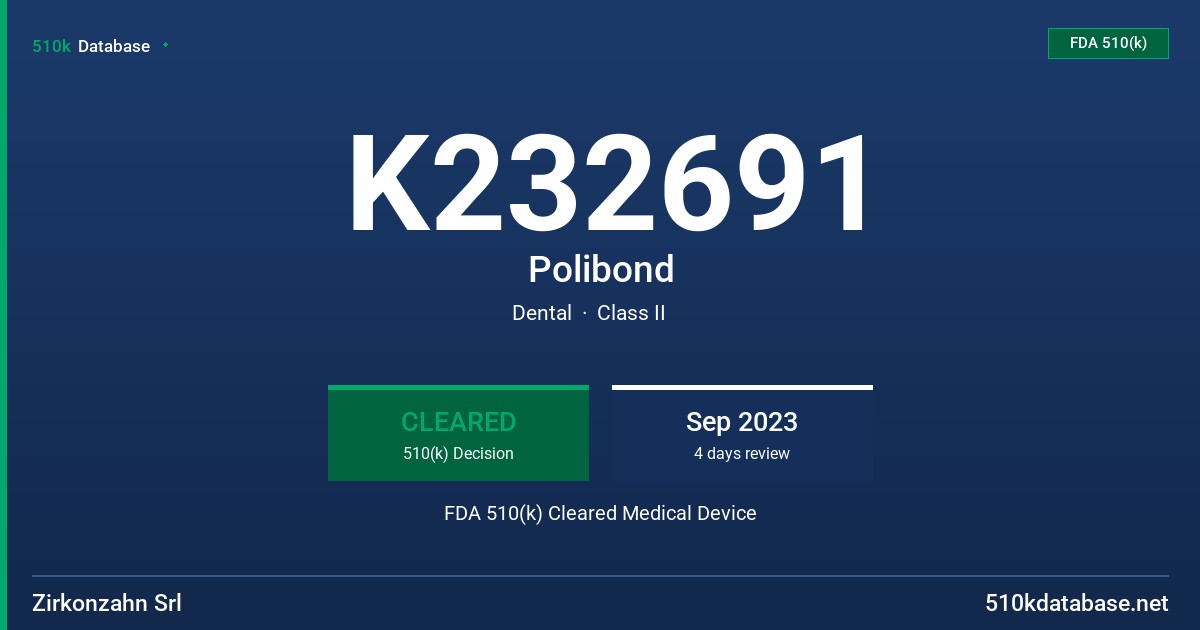 K232691 Polibond FDA 510(k) Cleared Medical Device
