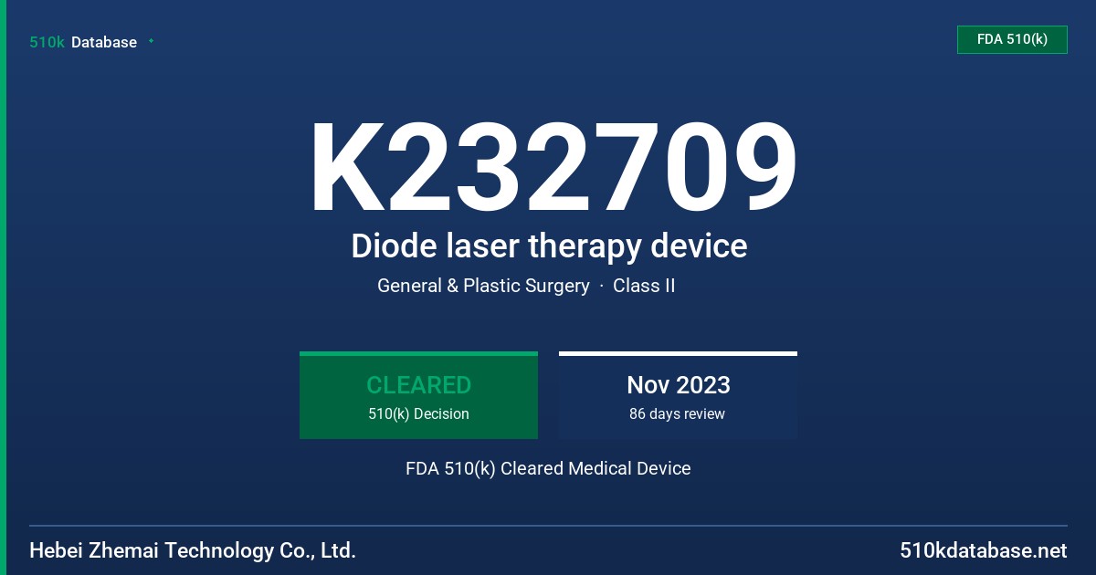 K232709 Diode laser therapy device FDA 510(k) Cleared Medical Device