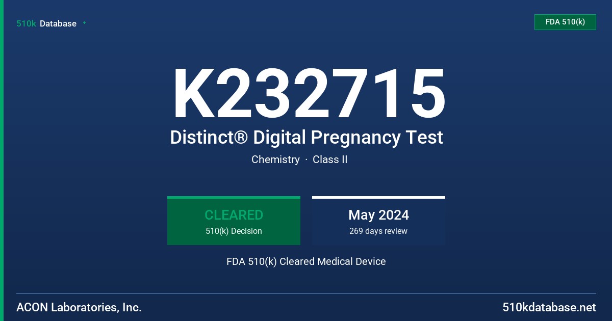 K232715 Distinct® Digital Pregnancy Test FDA 510(k) Cleared Medical Device