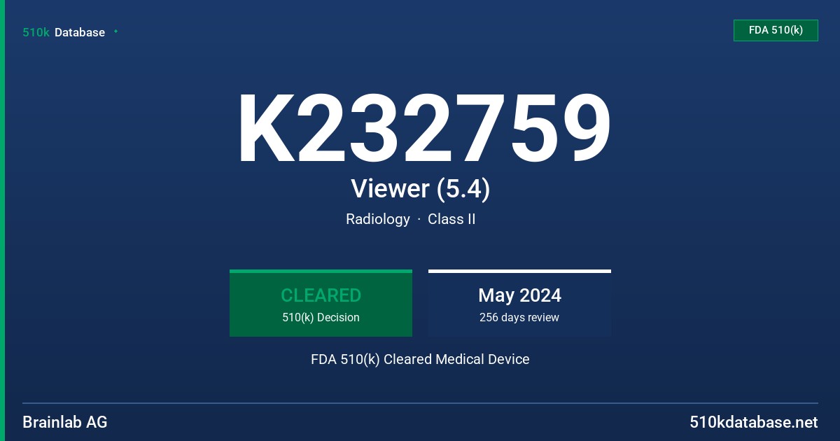 K232759 Viewer (5.4) FDA 510(k) Cleared Medical Device