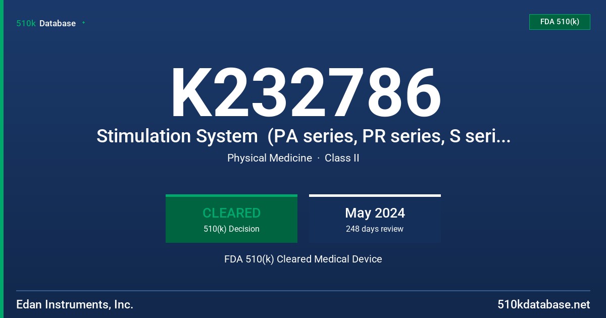 K232786 Stimulation System  (PA series, PR series, S series and Q series) FDA 510(k) Cleared Medical Device