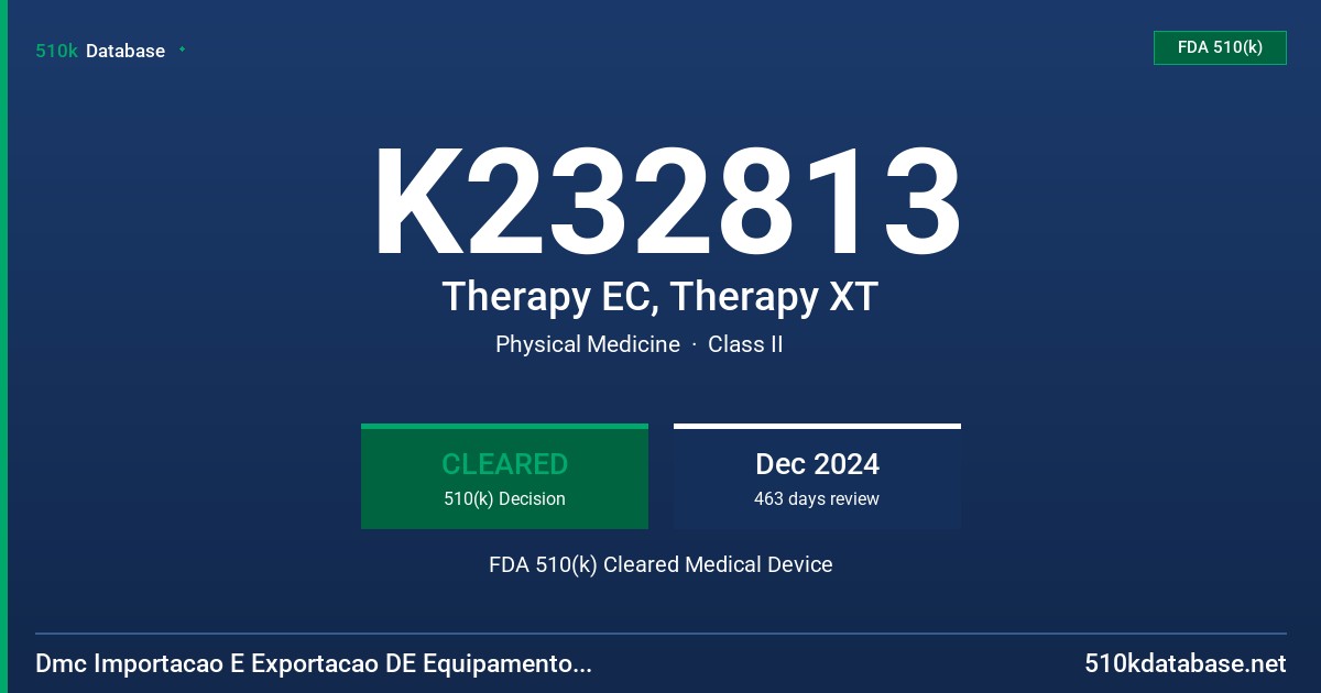 K232813 Therapy EC, Therapy XT FDA 510(k) Cleared Medical Device