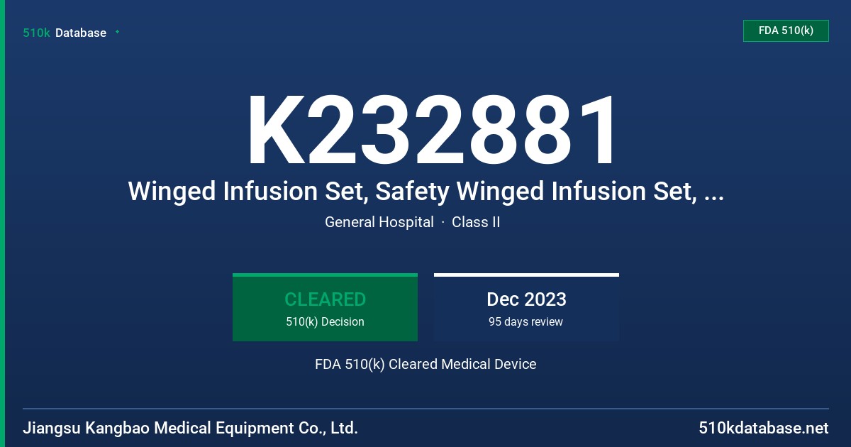 K232881 Winged Infusion Set, Safety Winged Infusion Set, Blood Collection Set, Blood Collection Set with Holder, Safety Blood Collection Set, Safety Blood Collection Set with Holder, Needle Holder FDA 510(k) Cleared Medical Device