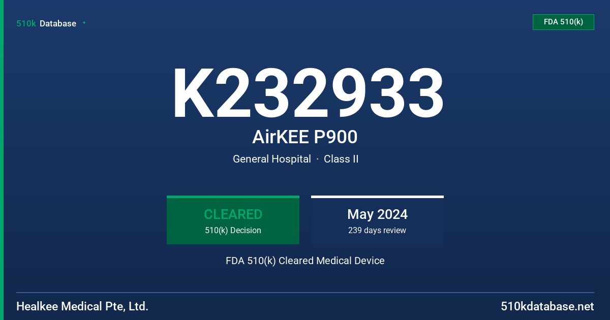 K232933 AirKEE P900 FDA 510(k) Cleared Medical Device