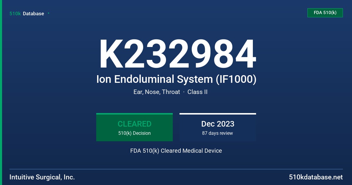 K232984 Ion Endoluminal System (IF1000) FDA 510(k) Cleared Medical Device