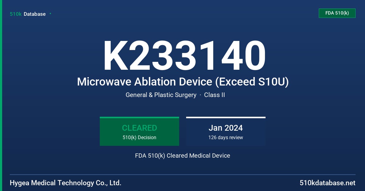 K233140 Microwave Ablation Device (Exceed S10U) FDA 510(k) Cleared Medical Device