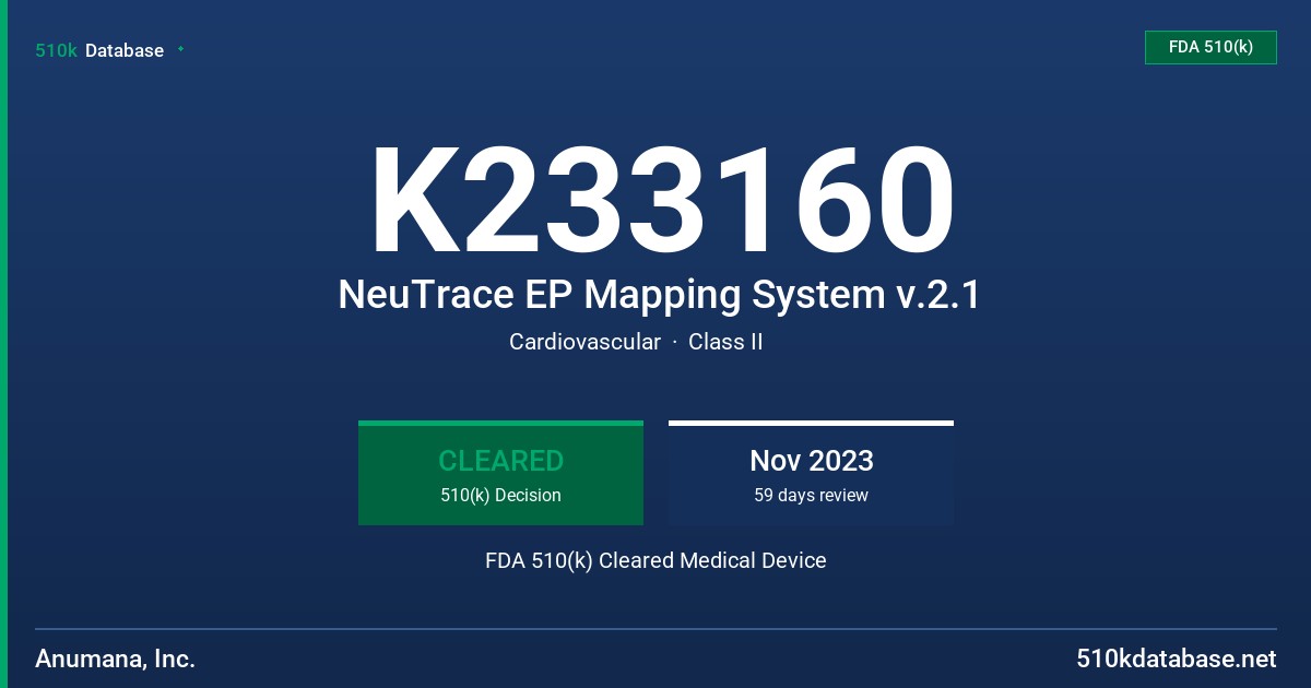 K233160 NeuTrace EP Mapping System v.2.1 FDA 510(k) Cleared Medical Device