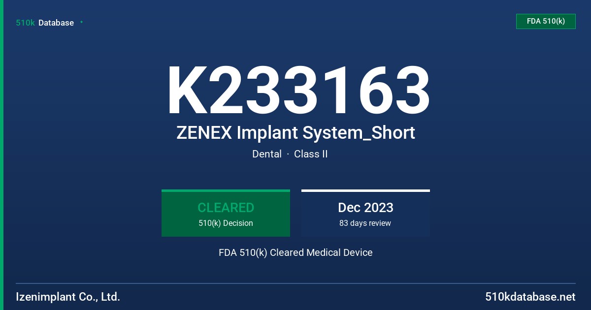 K233163 ZENEX Implant System_Short FDA 510(k) Cleared Medical Device