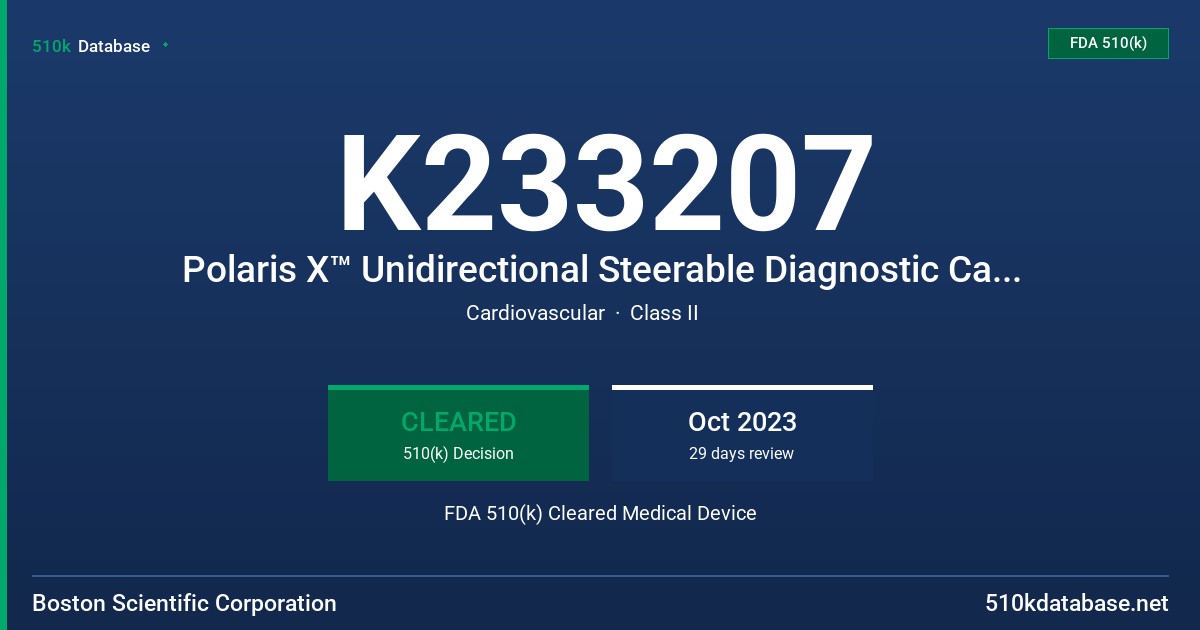 K233207 Polaris X™ Unidirectional Steerable Diagnostic Catheter FDA 510(k) Cleared Medical Device