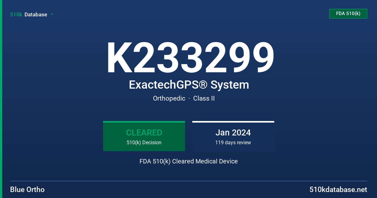K233299 ExactechGPS® System FDA 510(k) Cleared Medical Device