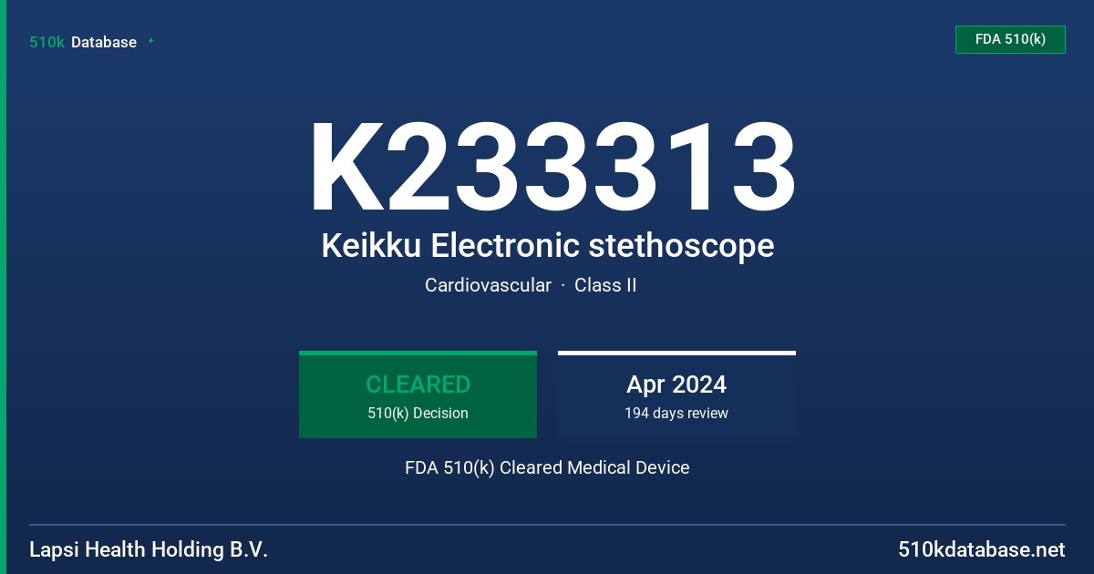 K233313 Keikku Electronic stethoscope FDA 510(k) Cleared Medical Device