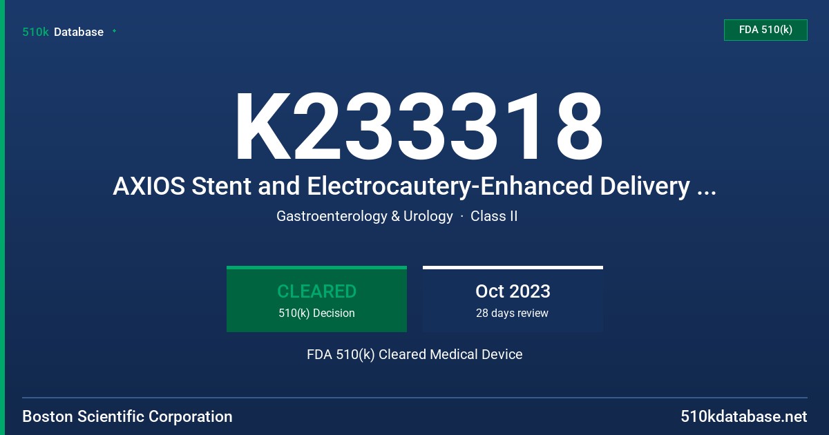 K233318 AXIOS Stent and Electrocautery-Enhanced Delivery System (6mmx8mm) FDA 510(k) Cleared Medical Device