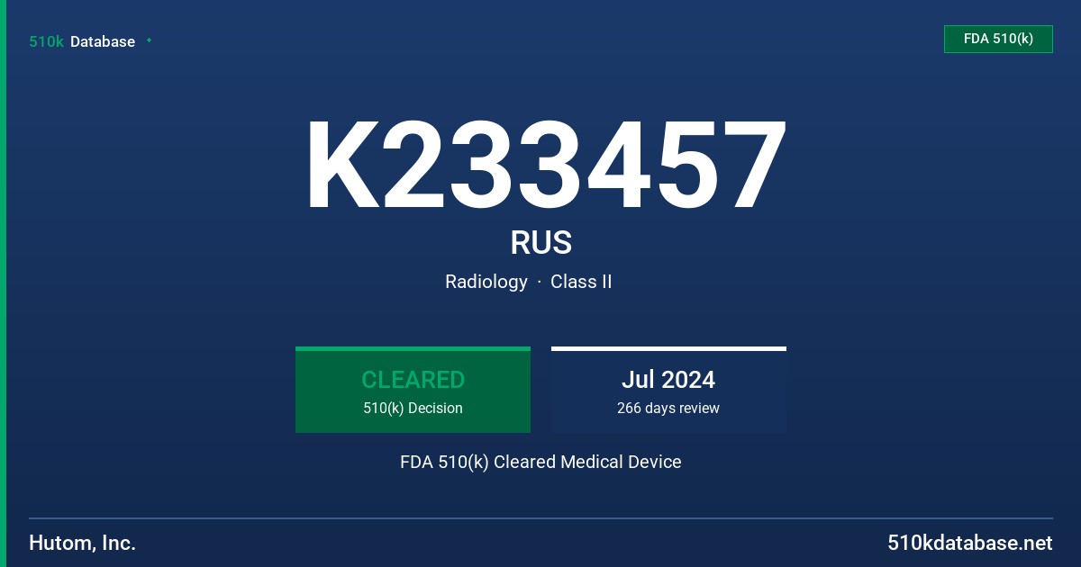 K233457 RUS FDA 510(k) Cleared Medical Device