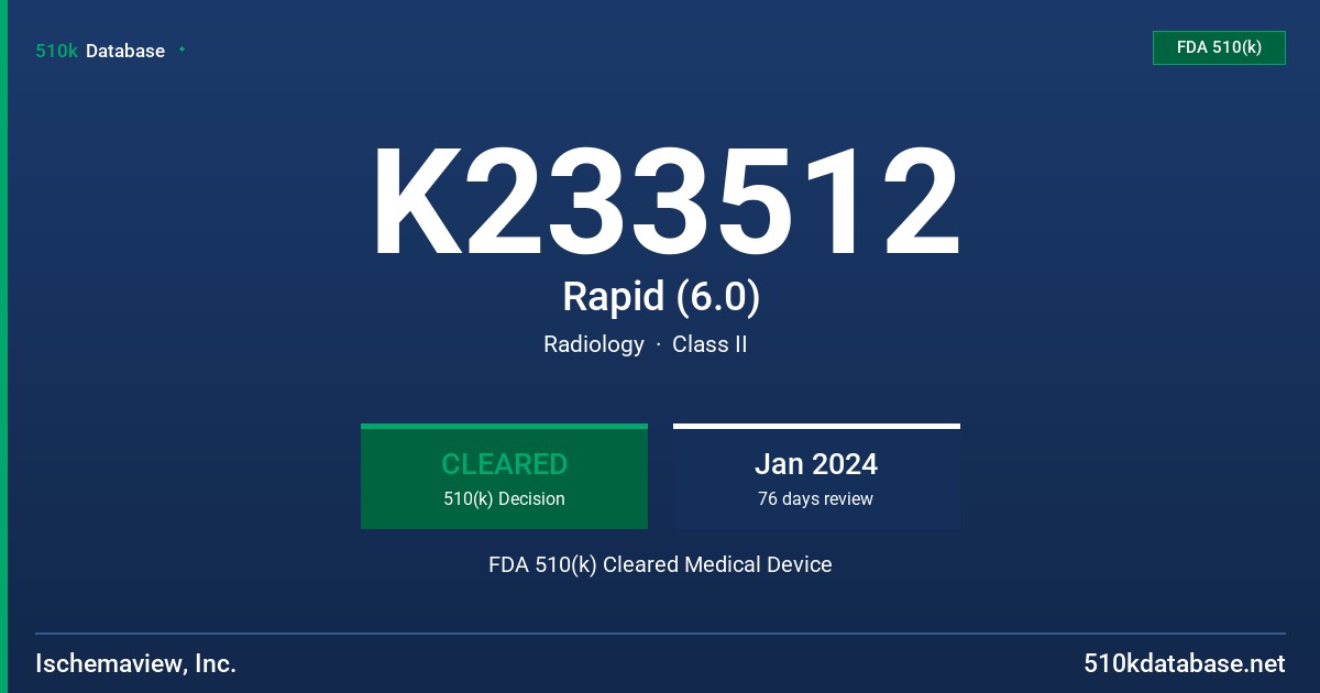 K233512 Rapid (6.0) FDA 510(k) Cleared Medical Device