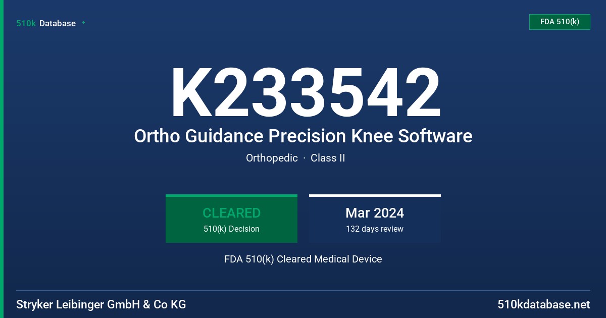 K233542 Ortho Guidance Precision Knee Software FDA 510(k) Cleared Medical Device
