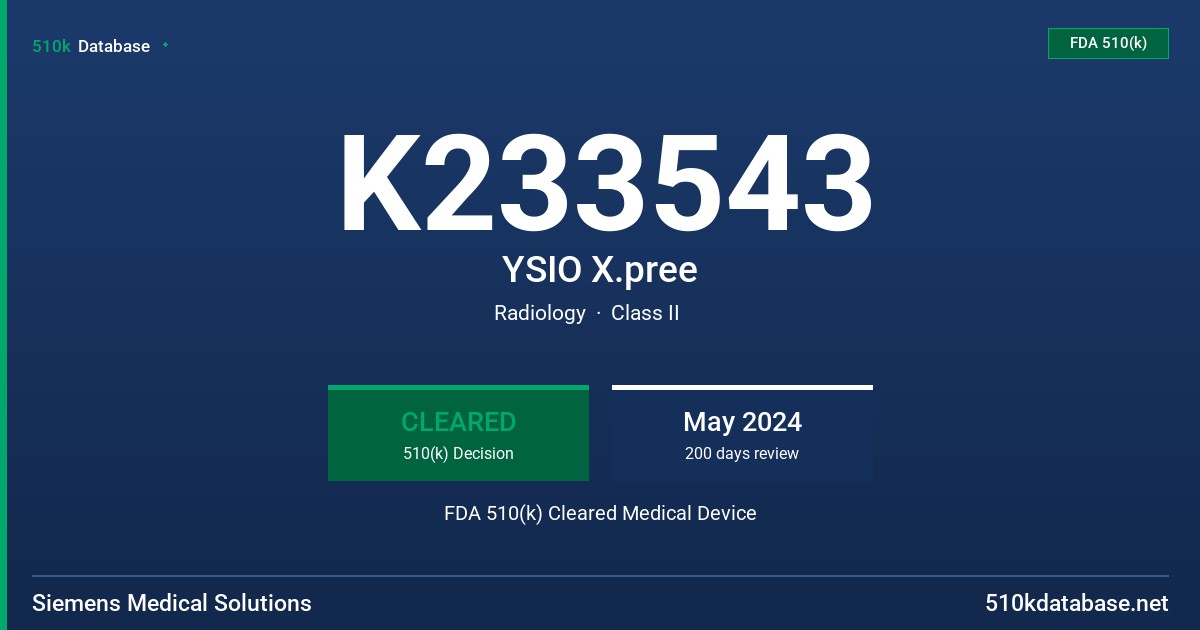 K233543 YSIO X.pree FDA 510(k) Cleared Medical Device