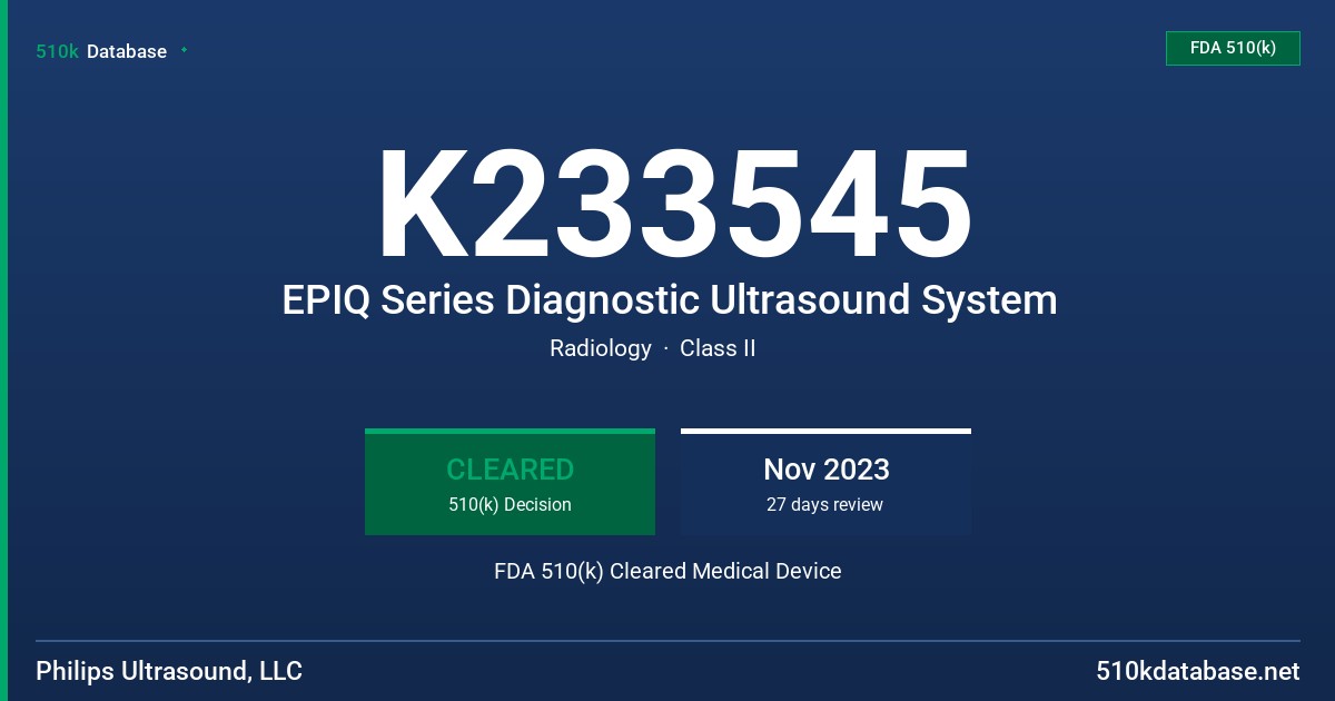 K233545 EPIQ Series Diagnostic Ultrasound System FDA 510(k) Cleared Medical Device