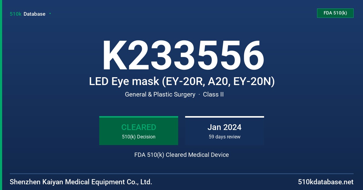 K233556 LED Eye mask (EY-20R, A20, EY-20N) FDA 510(k) Cleared Medical Device