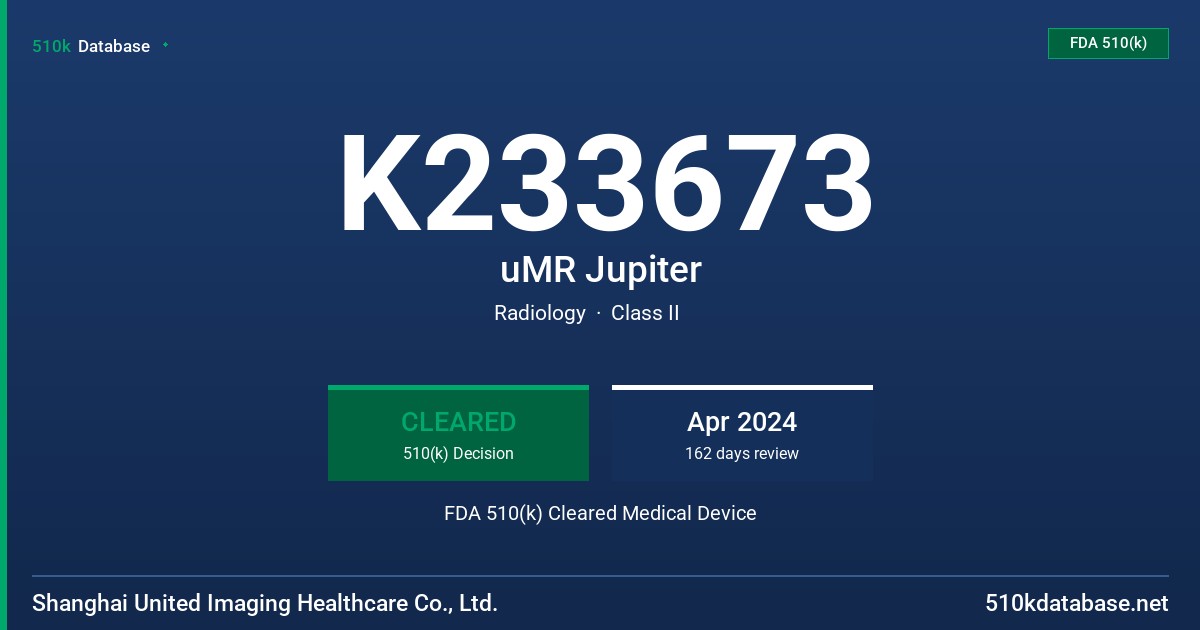 K233673 uMR Jupiter FDA 510(k) Cleared Medical Device