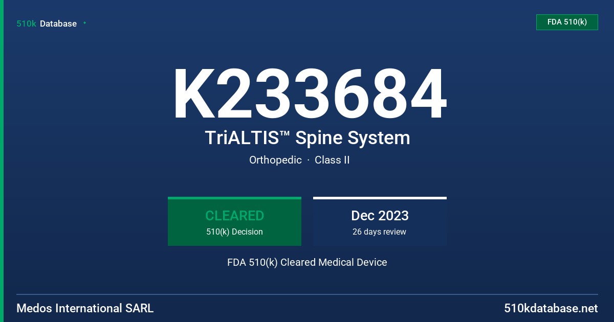 K233684 TriALTIS™ Spine System FDA 510(k) Cleared Medical Device