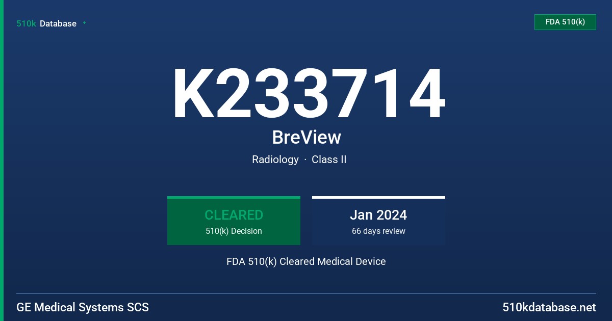 K233714 BreView FDA 510(k) Cleared Medical Device