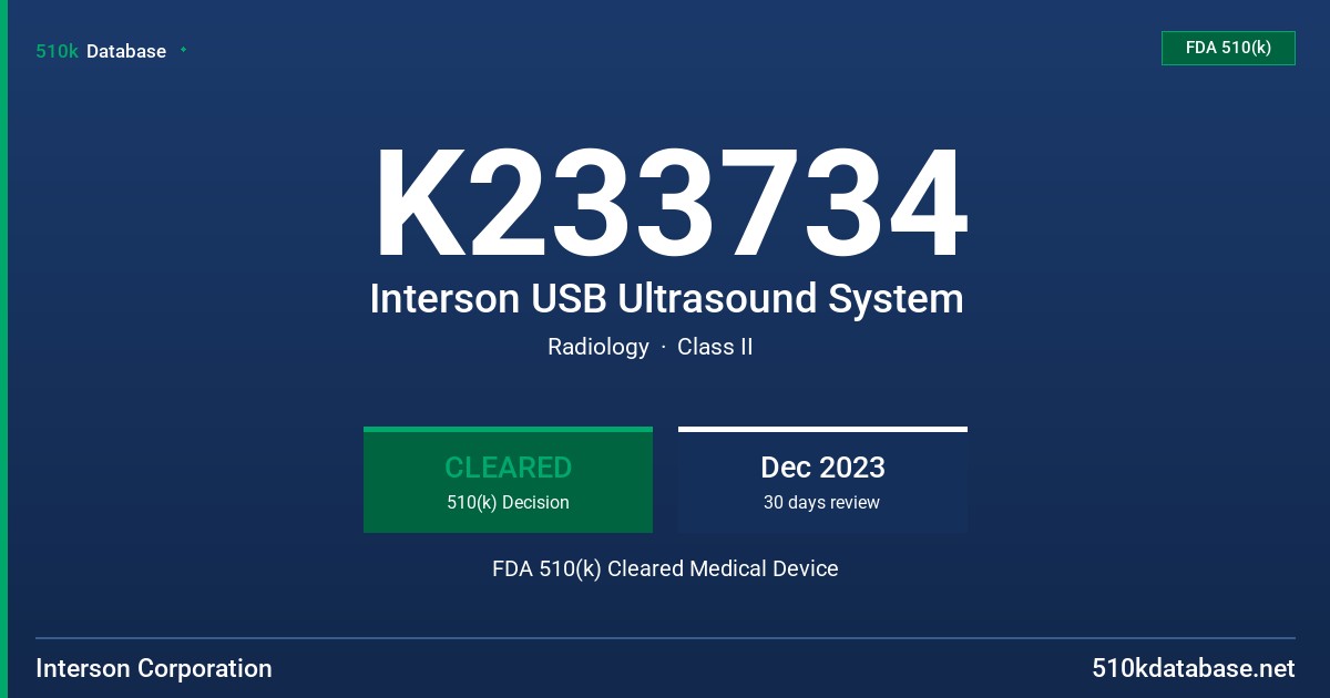 K233734 Interson USB Ultrasound System FDA 510(k) Cleared Medical Device