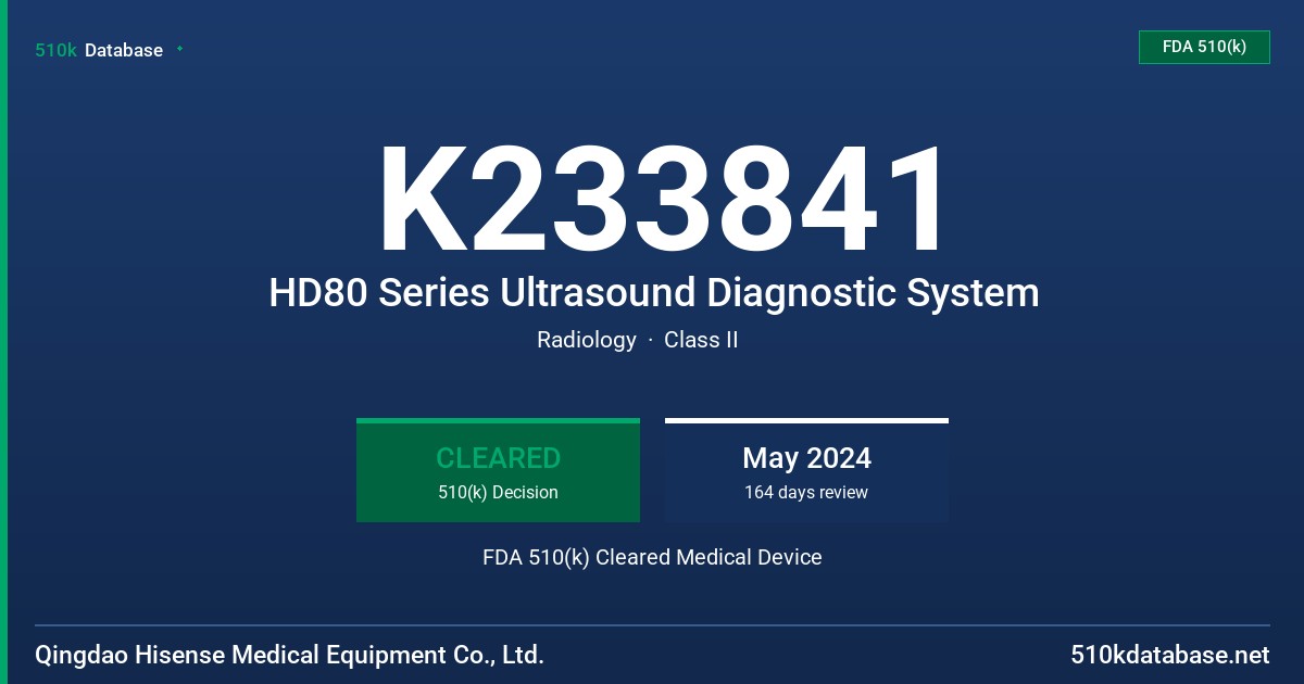 K233841 HD80 Series Ultrasound Diagnostic System FDA 510(k) Cleared Medical Device