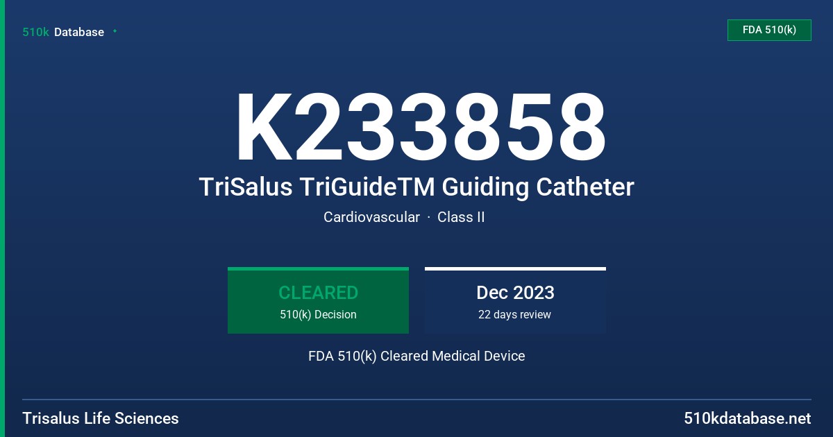 K233858 TriSalus TriGuideTM Guiding Catheter FDA 510(k) Cleared Medical Device