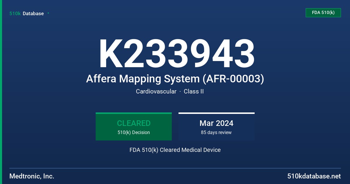 K233943 Affera Mapping System (AFR-00003) FDA 510(k) Cleared Medical Device