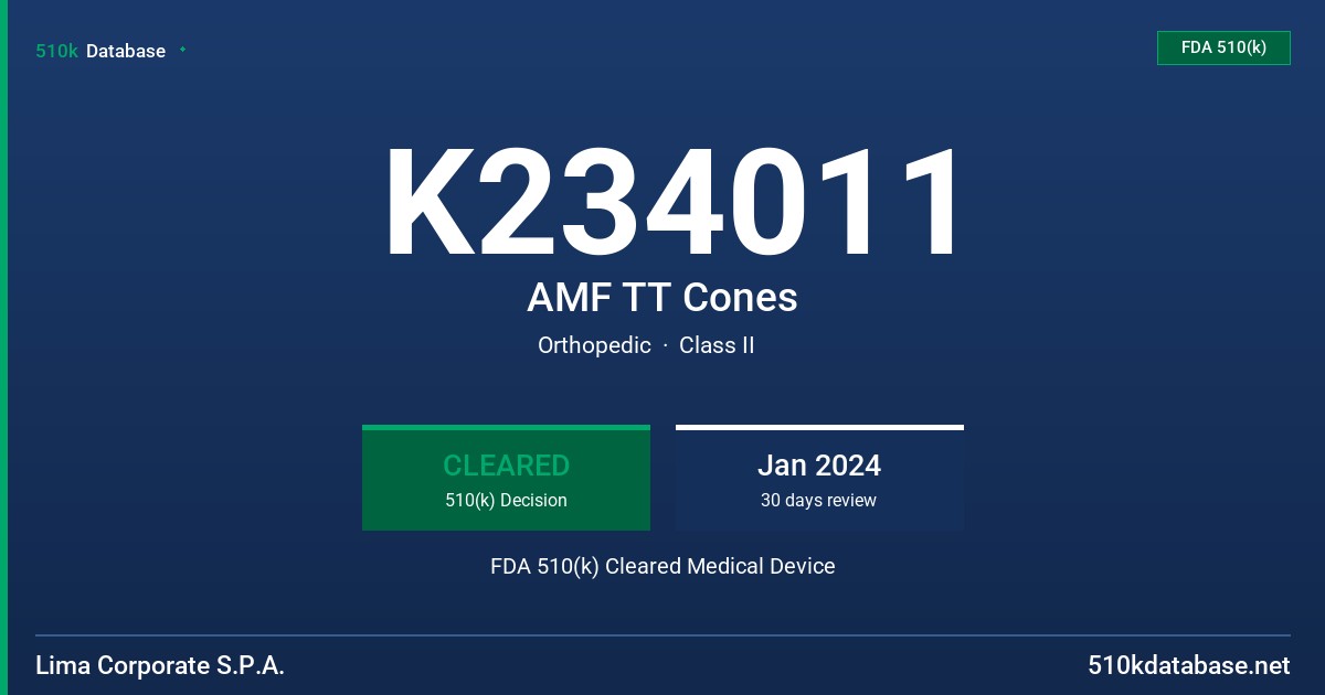 K234011 AMF TT Cones FDA 510(k) Cleared Medical Device