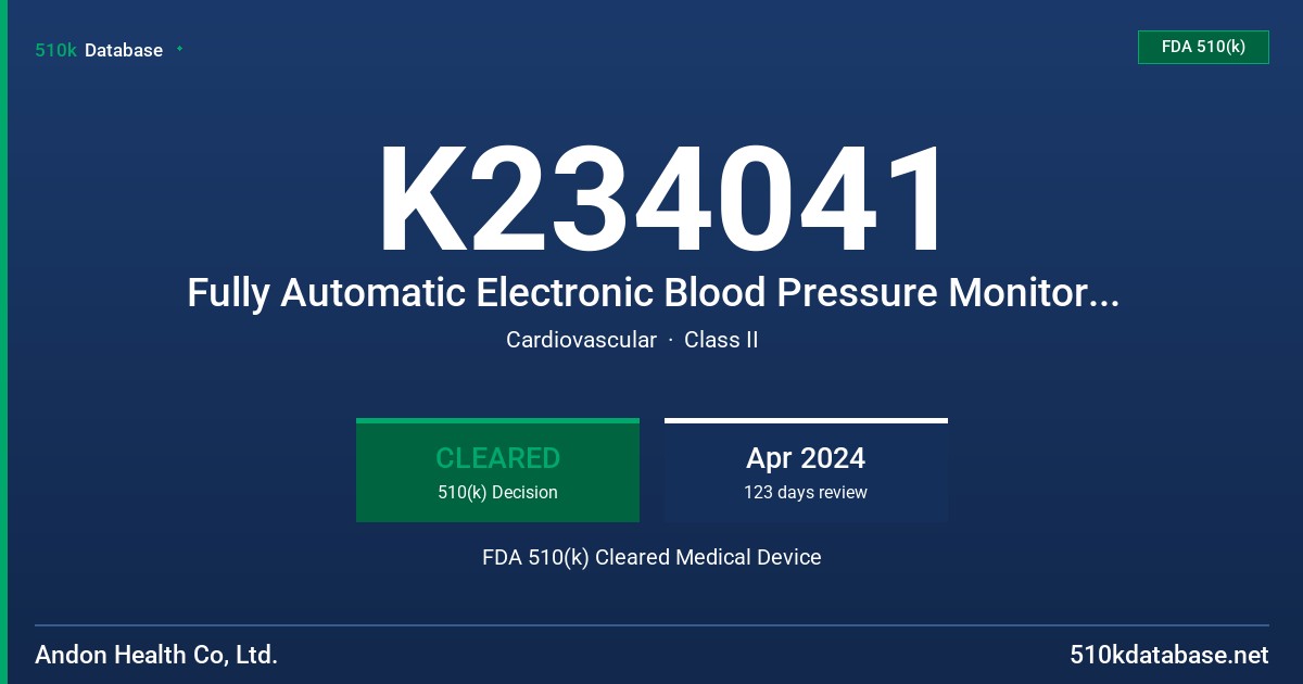 K234041 Fully Automatic Electronic Blood Pressure Monitor (KD-5811VA) FDA 510(k) Cleared Medical Device