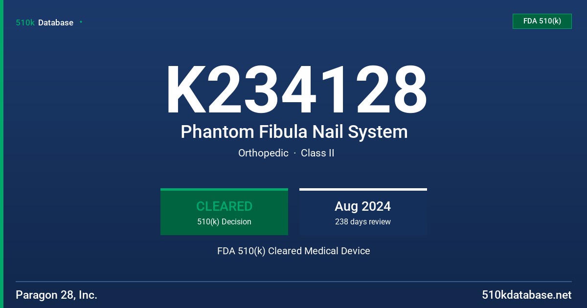 K234128 Phantom Fibula Nail System FDA 510(k) Cleared Medical Device