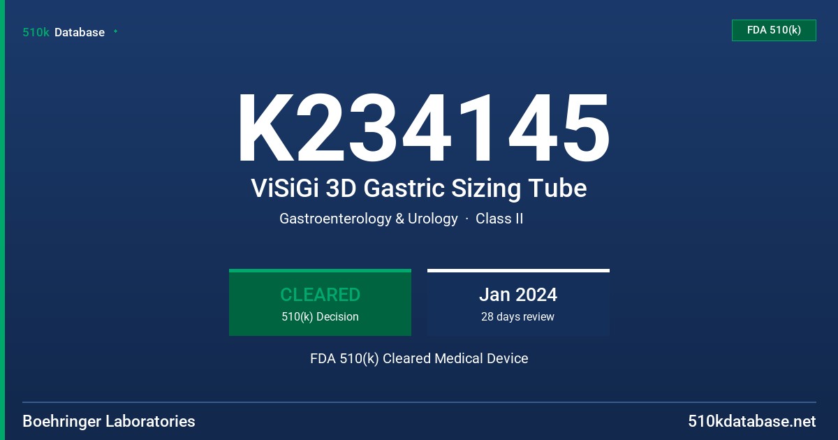 K234145 ViSiGi 3D Gastric Sizing Tube FDA 510(k) Cleared Medical Device